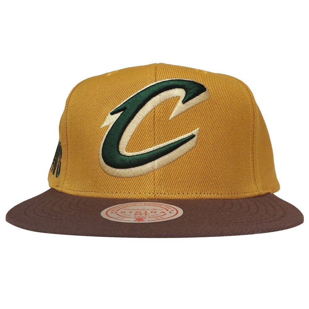 Cleveland Cavs Mitchell &‎ Ness NBA Snapback Hat Cap 3D Logo Khaki Brown NWT